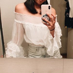 Sheer white off the shoulders blouse